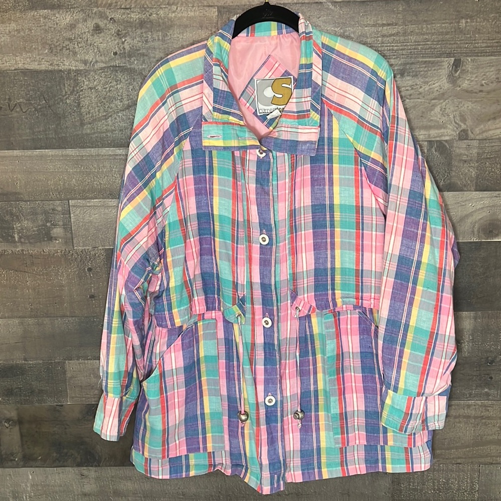 Pretty Vintage Colorful Plaid Currentseen Light Jacket